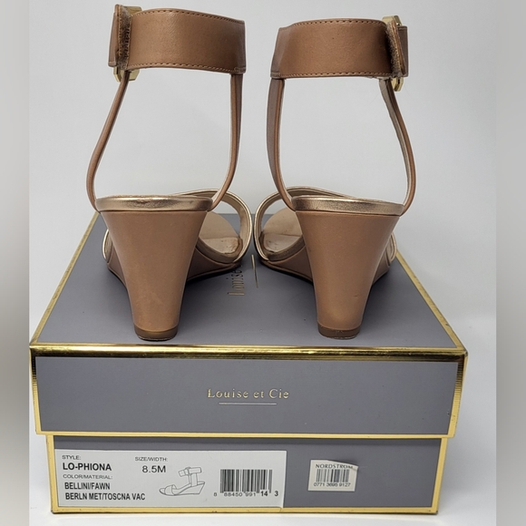 Louise et Cie Ankle Strap Sandle Wedge Shoes 8.5M Fawn/Tan Leather Upper/Lining - Picture 11 of 14